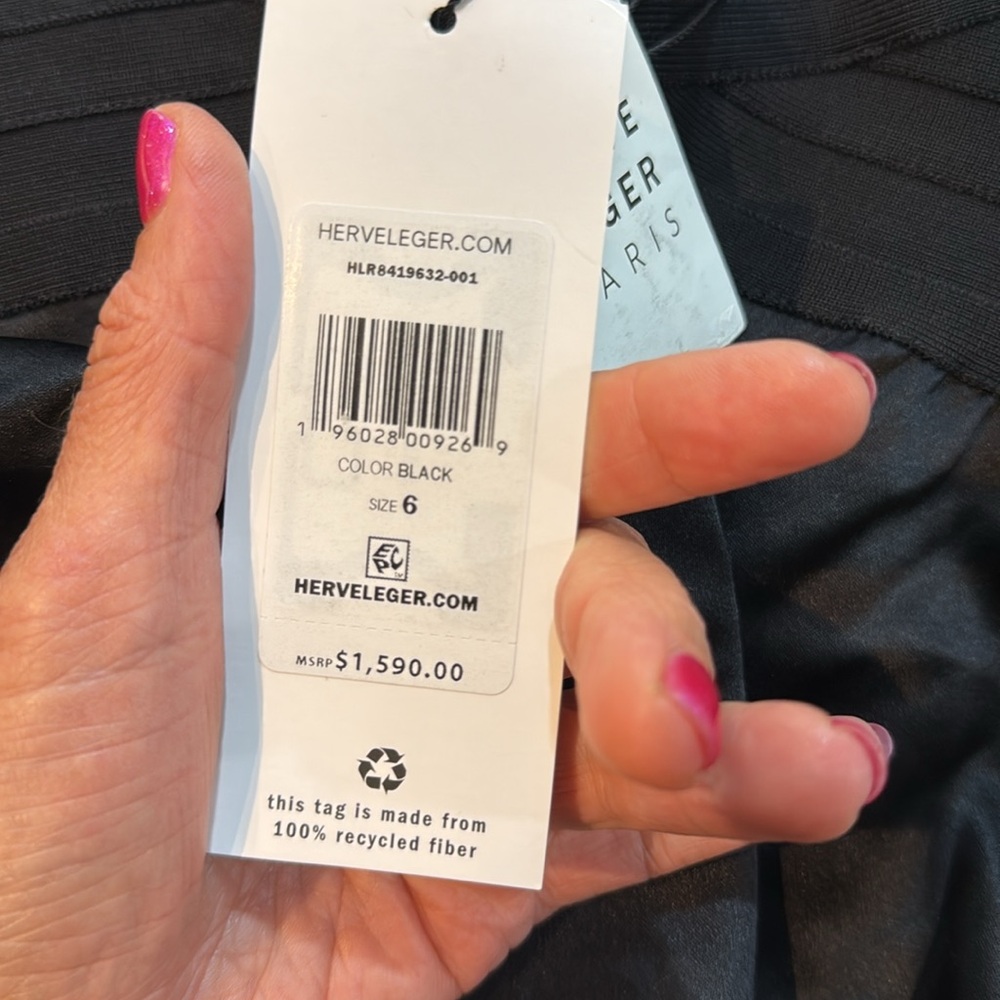 Herve Leger x Law Roach black cut out  spaghetti straps cocktail dress size 6 - Picture 12 of 15